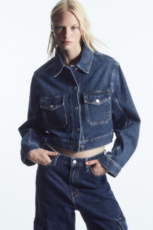 Chamarras COS Cropped Denim Mujer Azules | México QWFT-05326