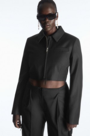Chamarras COS Cropped Lana-Blend Tailored Mujer Negros | México KSAF-25140
