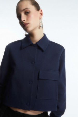 Chamarras COS Cropped Twill Mujer Azul Marino | México IKDH-76928