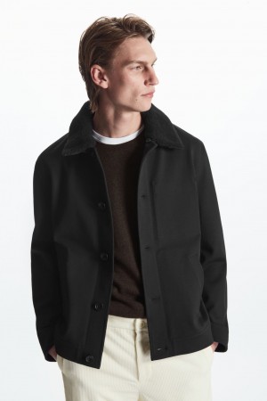Chamarras COS Detachable-Collar Twill Hombre Negros | México HTPX-35268