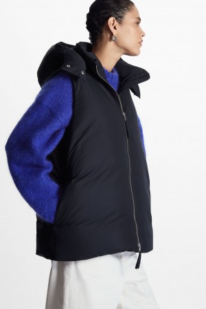 Chamarras COS Encapuchado Sin Manga Puffer Mujer Azul Marino | México LHWG-10963