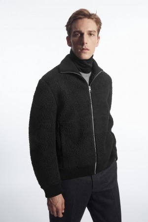 Chamarras COS Funnel-Neck Teddy Hombre Negros | México IHVY-82795