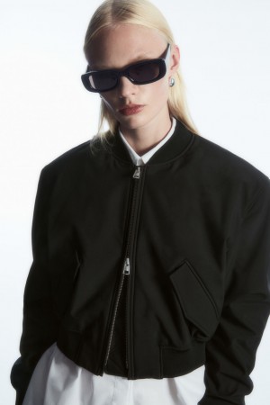 Chamarras COS Oversized Cropped Bomber Mujer Negros | México RDXM-53129