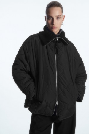 Chamarras COS Oversized De Punto-Collar Acolchado Mujer Negros | México MCJR-25746