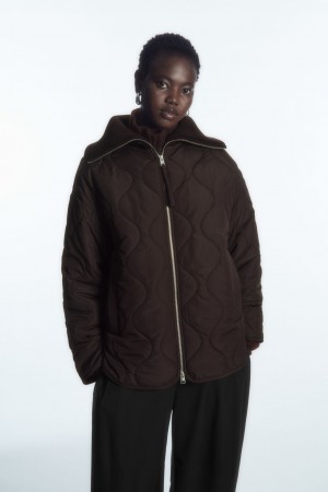 Chamarras COS Oversized De Punto-Collar Acolchado Mujer Marrom Oscuro | México UDIG-35879