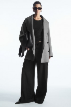 Chamarras COS Oversized Shawl-Collar Lana Mujer Grises | México EVAB-54632