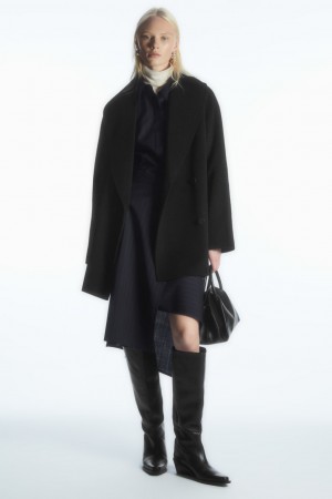 Chamarras COS Oversized Shawl-Collar Lana Mujer Negros | México FEMH-39405