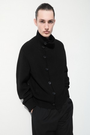 Chamarras COS The Funnel-Neck De Punto Lana Hombre Negros | México EWBV-92175