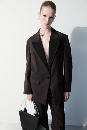 Chamarras COS The Satin-Lapel Tuxedo Mujer Marrom Oscuro | México MFJQ-09267