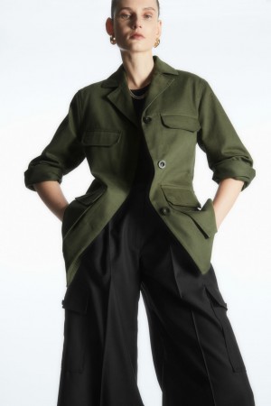 Chamarras COS Twill Utility Mujer Kaki Verdes | México ZKQM-18960