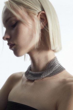 Collar COS Chainmail Choker Mujer Plateados | México HIXO-17394