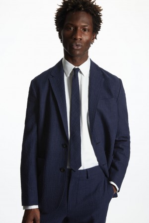 Corbatas COS Slim Checked Hombre Azul Marino | México KCNL-69514