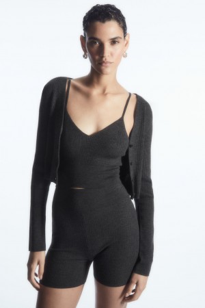 Cárdigan COS Acanalado-Knit Merino Lana Mujer Grises Oscuro | México HGOJ-49253