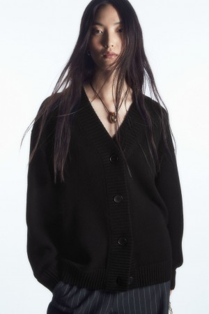 Cárdigan COS Cocooning Lana V-Neck Mujer Negros | México AOLX-72863