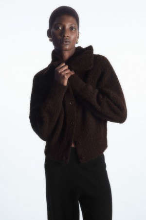 Cárdigan COS Spread-Collar Textured Alpaca Mujer Marrom Oscuro | México PVHF-41769