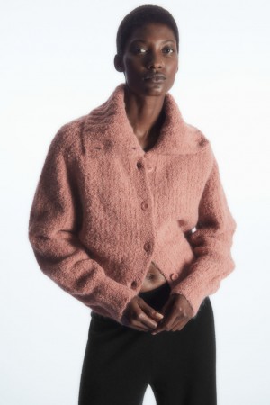 Cárdigan COS Spread-Collar Textured Alpaca Mujer Rosas | México TDVH-43658