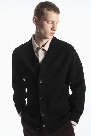 Cárdigan COS V-Neck Lana-Blend Hombre Negros | México KMUT-27569