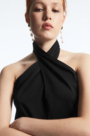 Crop Top COS Halterneck Cropped Mujer Negros | México NTZQ-32960