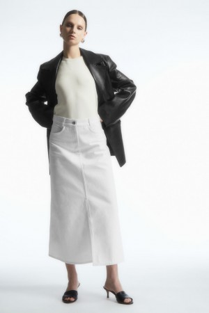 Falda COS A-Line Denim Midi Mujer Blancos | México QZOE-73962
