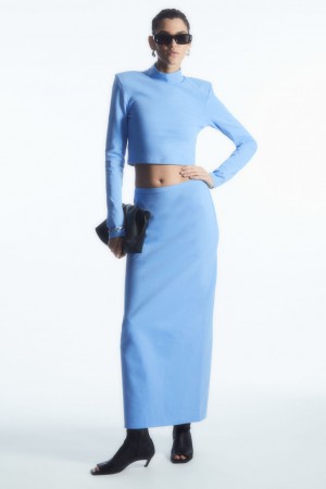 Falda COS Column Maxi Mujer Azules Claro | México BEDF-92734
