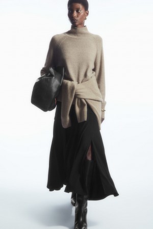 Falda COS Flared Maxi Mujer Negros | México MPSU-18769