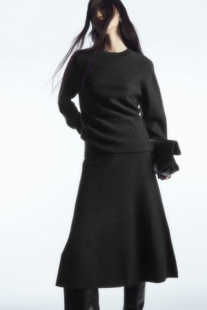 Falda COS Flared Merino Lana Midi Mujer Grises Oscuro | México GXKN-58916
