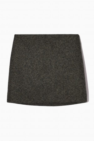 Falda COS Herringbone Lana-Blend Mini Mujer Marrom Oscuro | México DSHK-50846