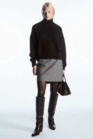 Falda COS Lana-Jacquard Mini Mujer Negros Blancos | México MRWL-43287