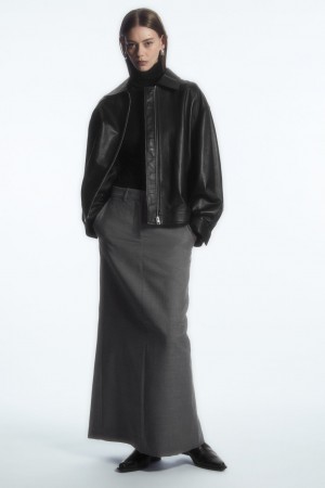Falda COS Lana Column Maxi Mujer Grises | México CATI-76489