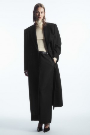 Falda COS Lana Column Maxi Mujer Negros | México FEJL-03219