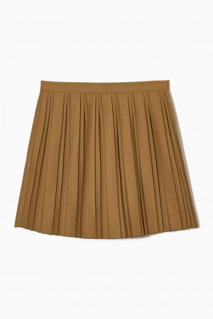 Falda COS Plisado Lana-Blend Mini Mujer Marrom Claro | México WPNU-87019