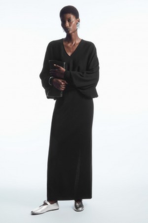 Falda COS Pure Lana Column Maxi Mujer Negros | México HIMP-60914