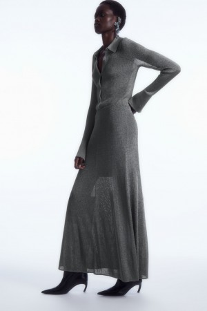 Falda COS Sparkly Acanalado-Knit Maxi Mujer Grises Oscuro | México HPTN-58231