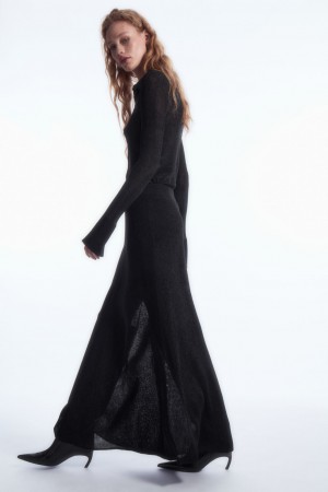 Falda COS Sparkly Acanalado-Knit Maxi Mujer Negros | México WLSQ-25309