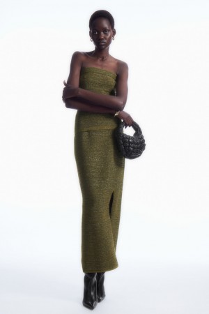 Falda COS Sparkly Textured Pencil Mujer Verdes | México QDSN-91672