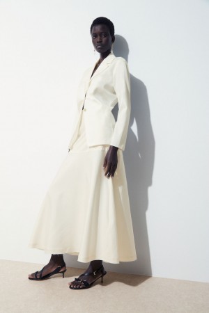 Falda COS The Flared Silk Mujer Blancos | México CLOJ-06897