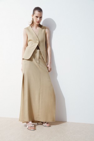 Falda COS The High-Slit Maxi Pencil Mujer Beige | México TNZX-70459