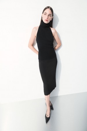 Falda COS The Tailored Silk-Blend Midi Mujer Negros | México NBTR-17908