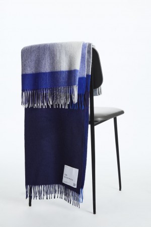 Frazada COS Checked Lambswool And Cashmere Mujer Azules | México TQMB-92567