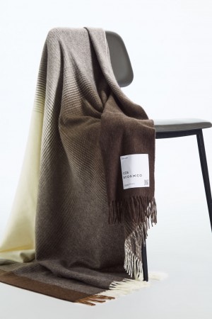 Frazada COS Checked Lambswool And Cashmere Mujer Marrom | México UBCV-50862