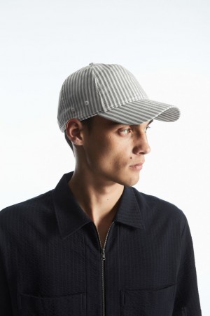 Gorras COS A Rayas Baseball Hombre Blancos | México EWRY-47519