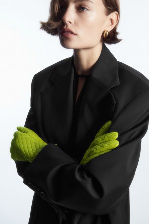 Guantes COS Diamond-Acolchado Cuero Mujer Verdes | México AYJB-50734