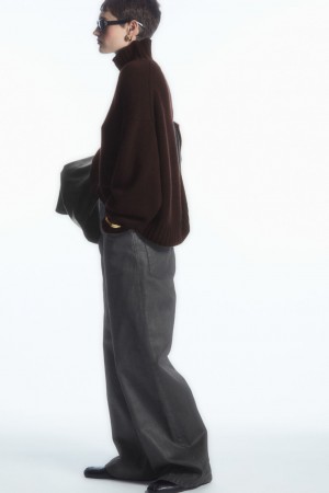 Jeans COS Volume Coated-Denim Anchos Mujer Negros | México HSRX-02359