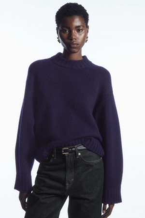 Jerséis COS Fornido Pure Cashmere Crew-Neck Mujer Azul Marino | México BQFR-18534