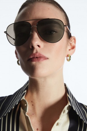 Lentes de Sol COS The Aviator Metal Mujer Dorados Negros | México BVFI-86174