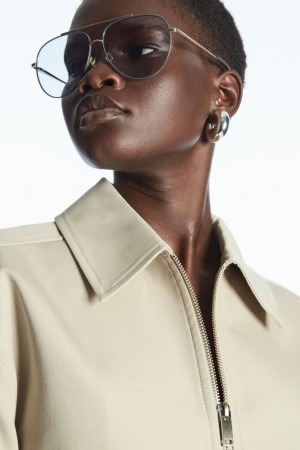 Lentes de Sol COS The Aviator Metal Mujer Dorados Azules | México XEWU-52614