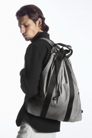 Mochila COS Tie-Dye Print Drawstring Nylon Hombre Grises | México LJSY-01936