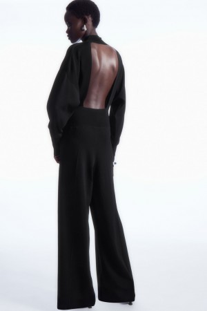 Mono COS Backless De Punto Turtleneck Mujer Negros | México WRSF-64795