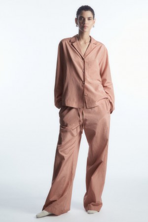 Pantalon COS A Rayas Silk-Blend Pajama Mujer Rosas | México ZYPB-20146