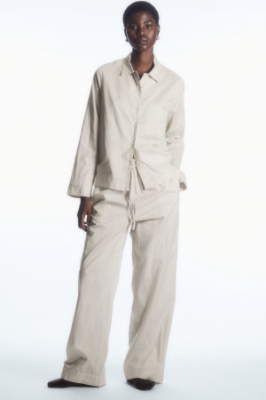 Pantalon COS A Rayas Silk Pajama Mujer Beige Grises | México YMNP-59647